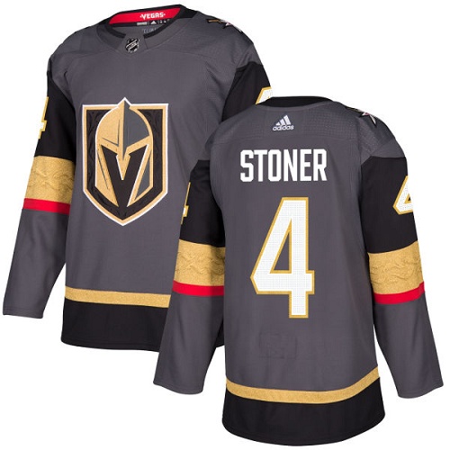 Adidas Men Vegas Golden Knights 4 Clayton Stoner Grey Home Authentic Stitched NHL Jersey